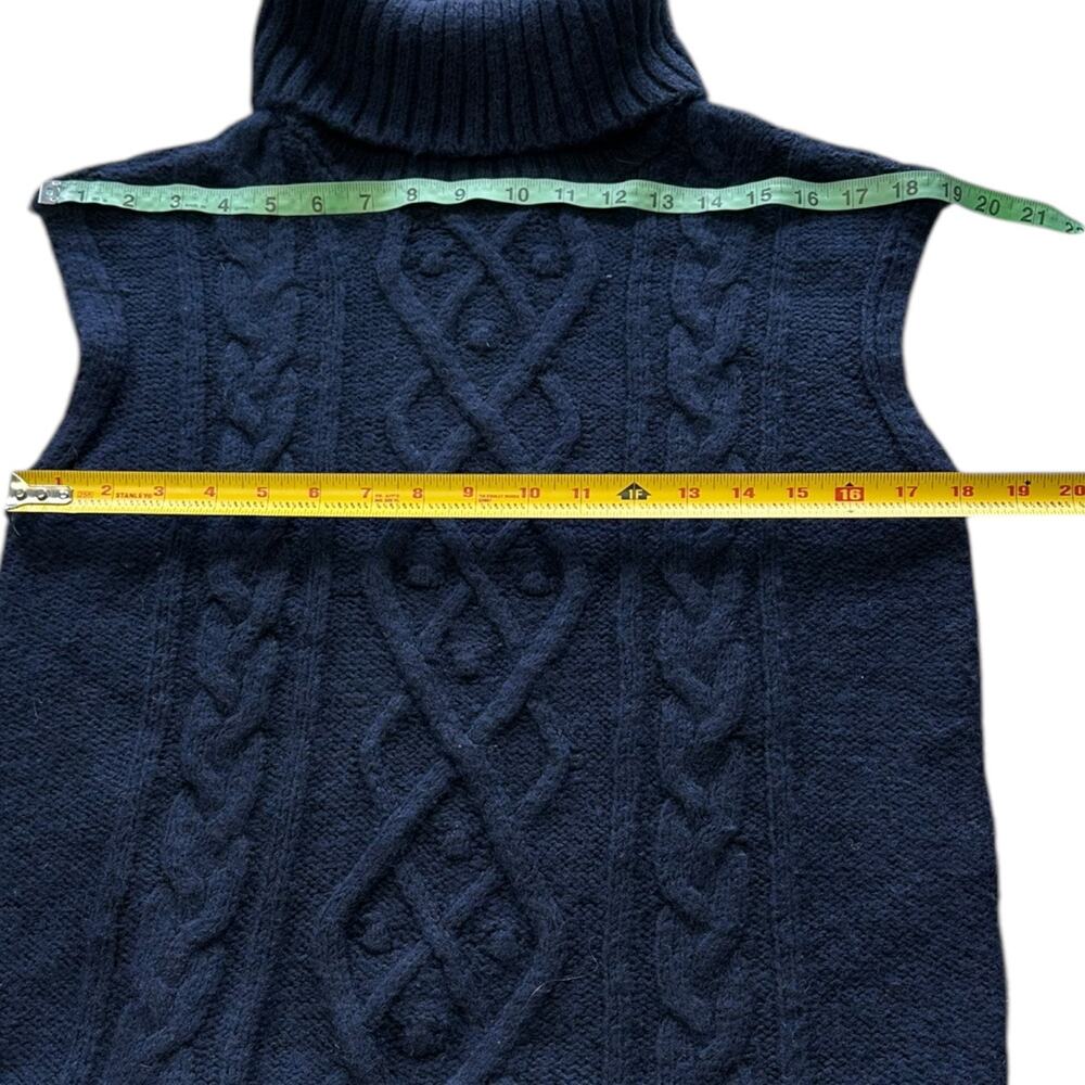 Womens Sweater Vest Size XL Navy Blue Fringe Cowl Neck Cozy Winter Layering - Picture 3 of 8